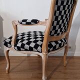 Fauteuil Louis XV style damier