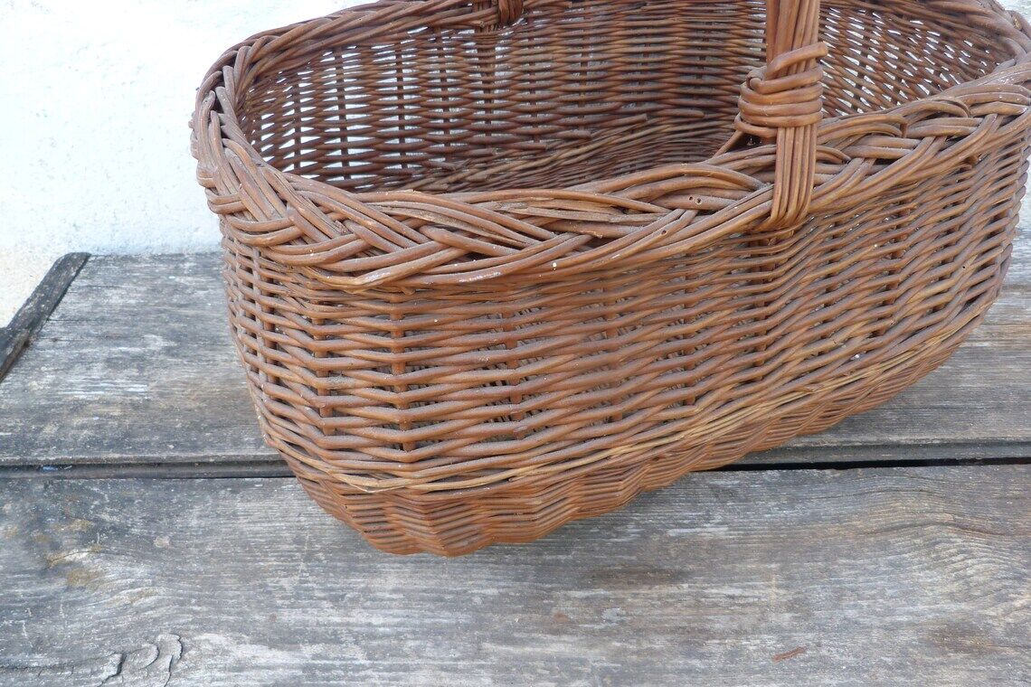Old hand-woven wicker basket