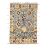 Tapis tribal fait main en laine multicolore
