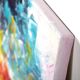 Acrylic painting on canvas in blue, pink, and yellow.