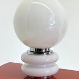 White glass Space Age table lamp in globe shape