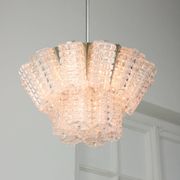 Vintage Austrolux Glass Chandelier: Mid-Century Chrome Pendant Light