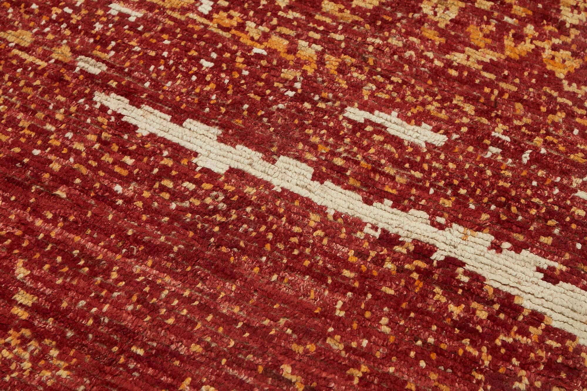 Handwoven Turkish Rustic 149 cm x 209 cm Red Wool Carpet