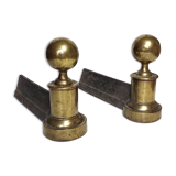 Pair of bronze chenets
