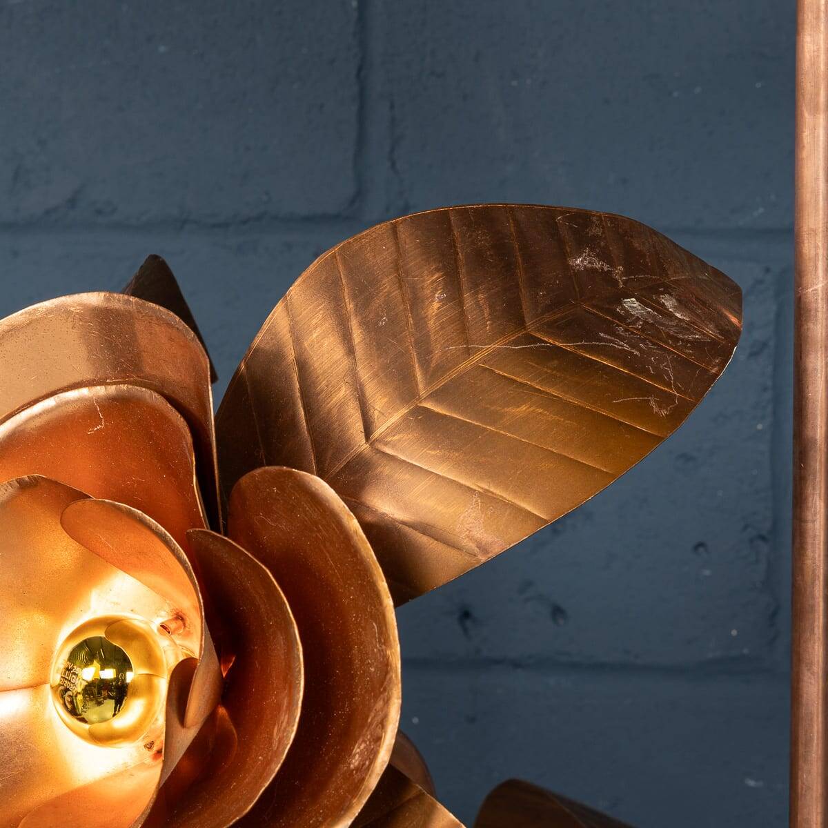 Vintage 20thc italian brass floral floor lamp c.1970