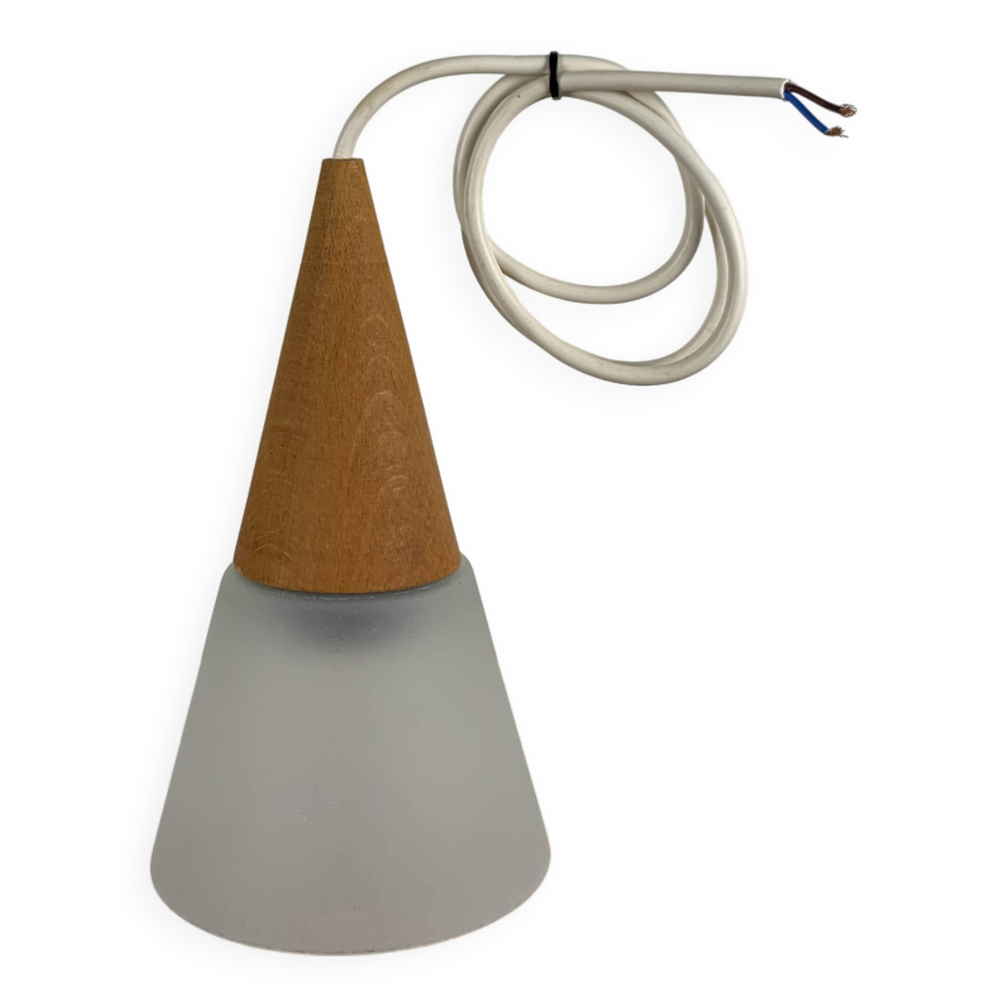 Glass and teak pendant light, es horn danmark