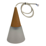 Glass and teak pendant light, es horn danmark