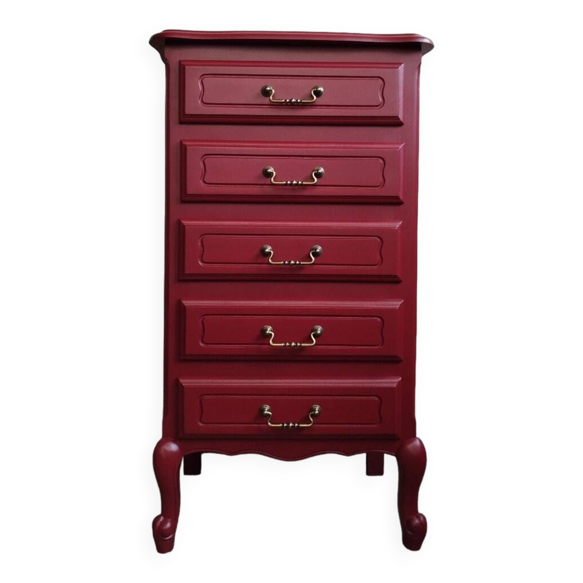 Vintage chiffonier restyled Bordeaux red