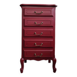 Vintage chiffonier restyled Bordeaux red