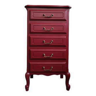 Vintage chiffonier restyled Bordeaux red