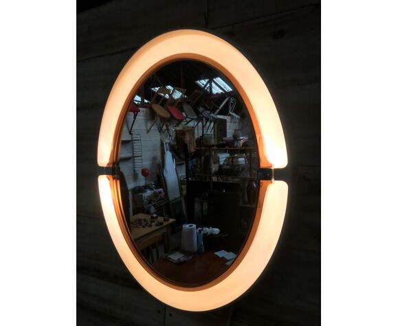Miroir ovale design allibert année 70