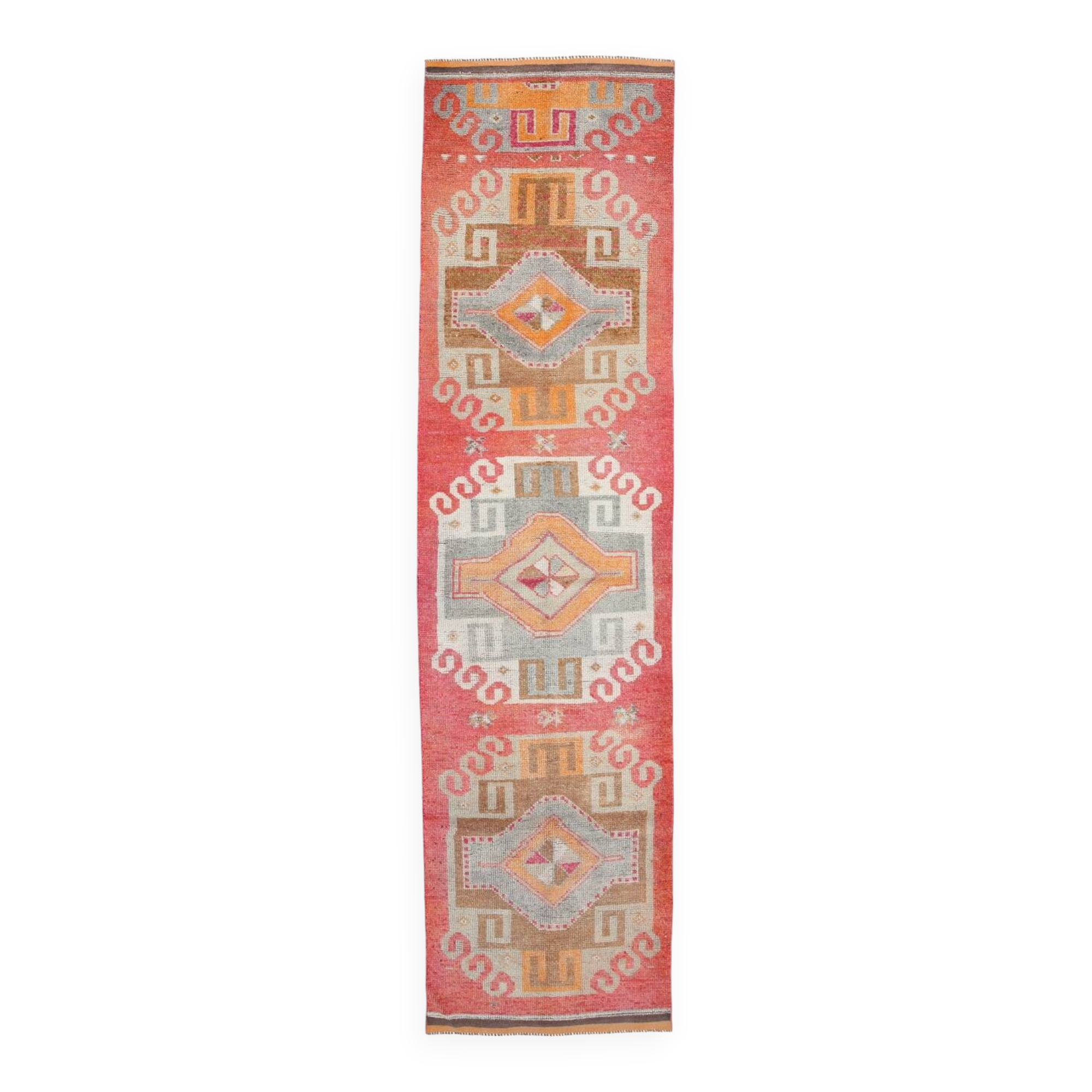 3x12 Super Soft Multicolor Vintage Runner Rug, 91x355Cm