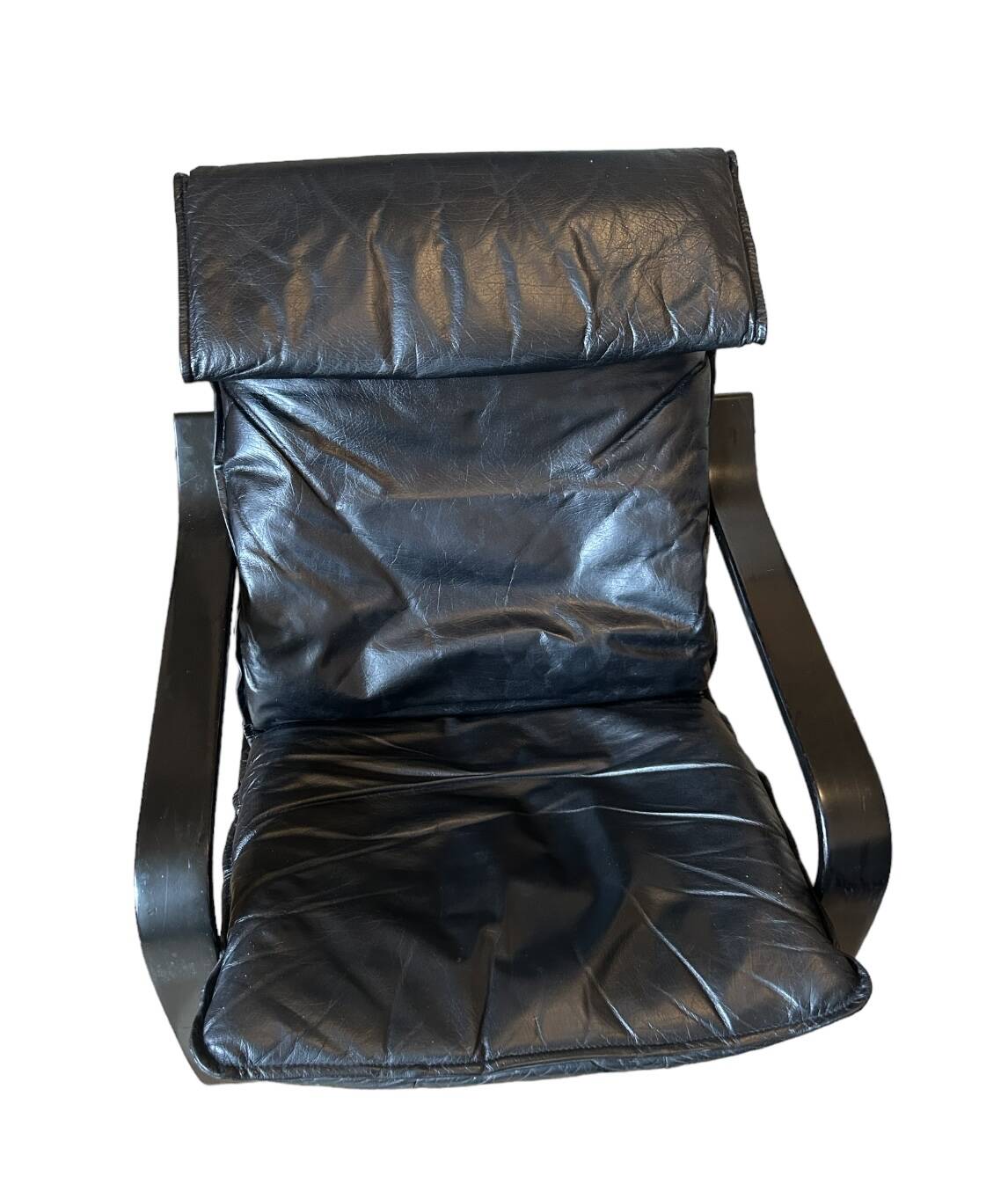 Black leather relax armchair from the 70s