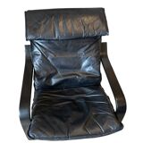 Black leather relax armchair from the 70s