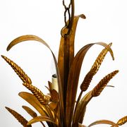 Beautiful 1970s gold-plated 5-arm tall metal chandelier by Hans Kögl
