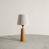 Finnish Mid Century Wooden Brass Desk Table Lamp, 1950s