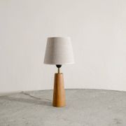 Finnish Mid Century Wooden Brass Desk Table Lamp, 1950s