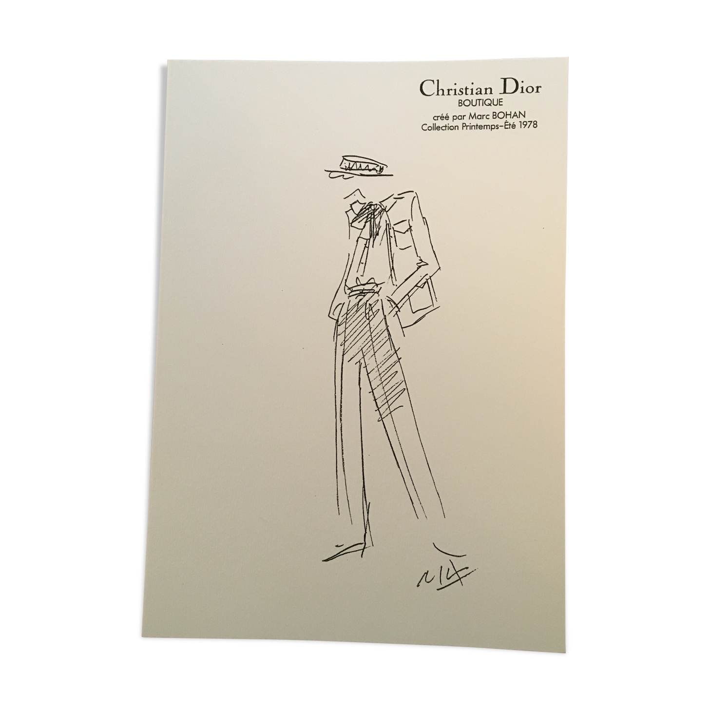 Christian Dior, illustration de mode de presse collection printemps - été 1978