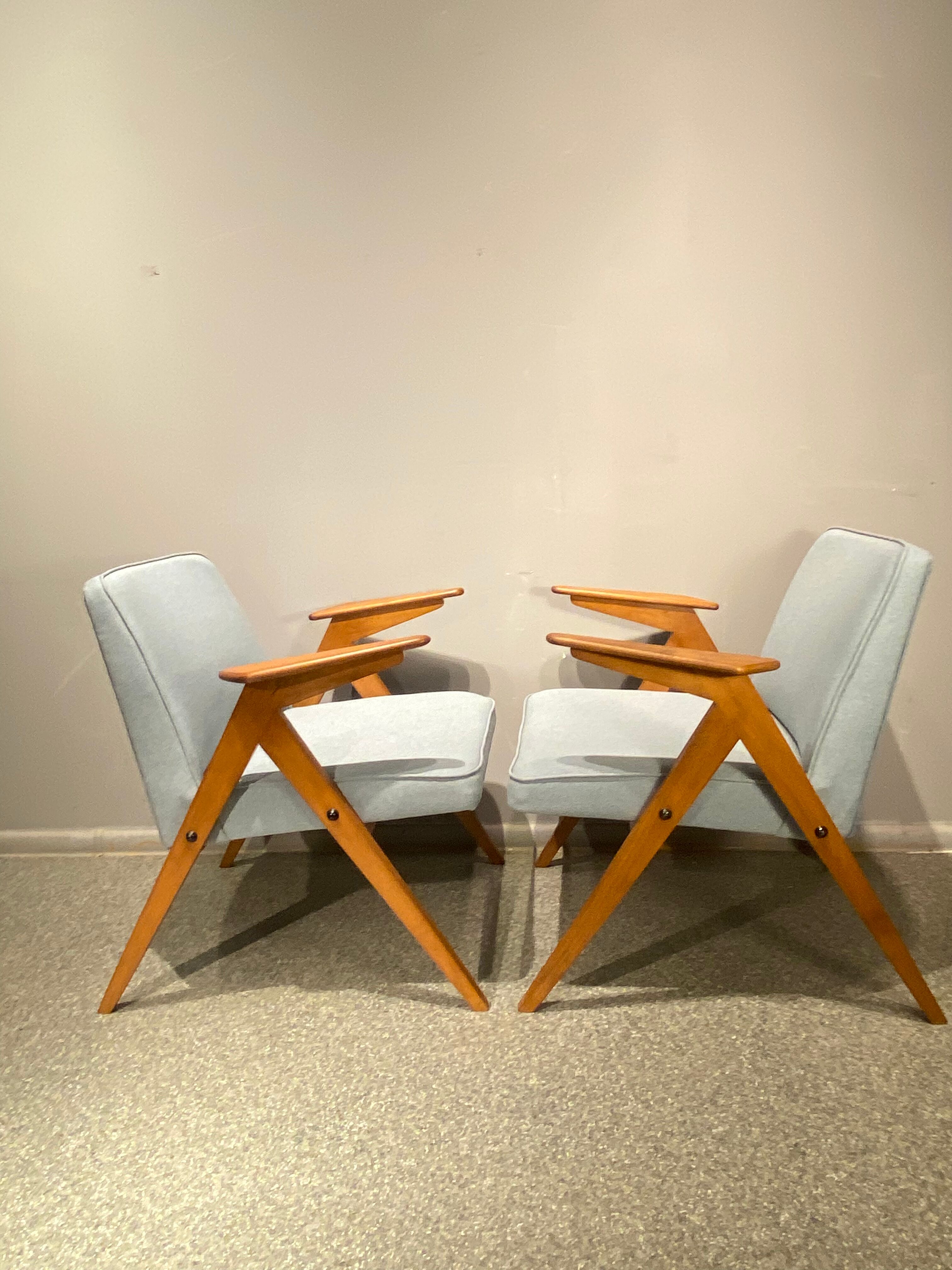 Armchairs model 366 "Bunny" by J. Chierowski vintage