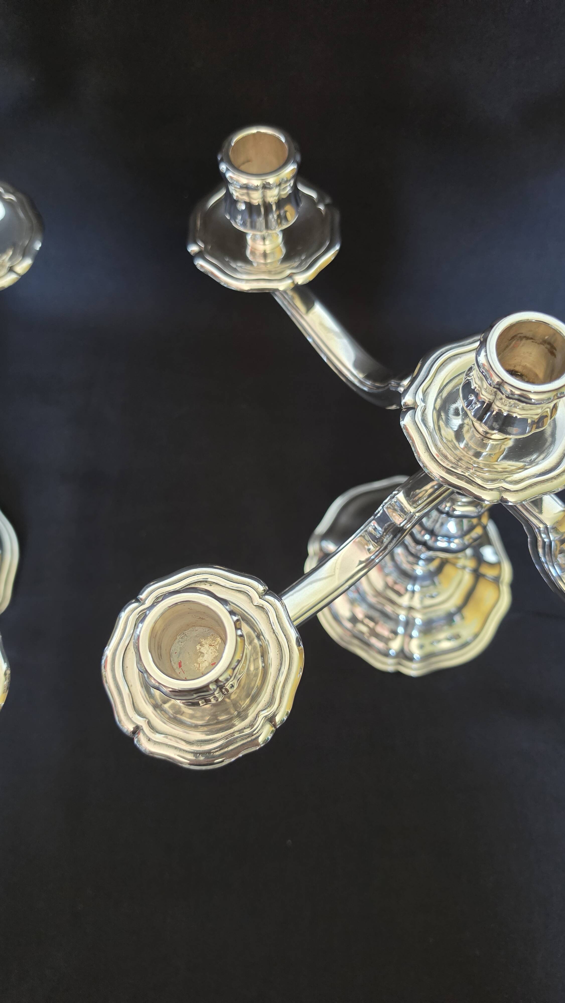 Exceptional pair of table candlesticks in fine silver, St. Médard Paris