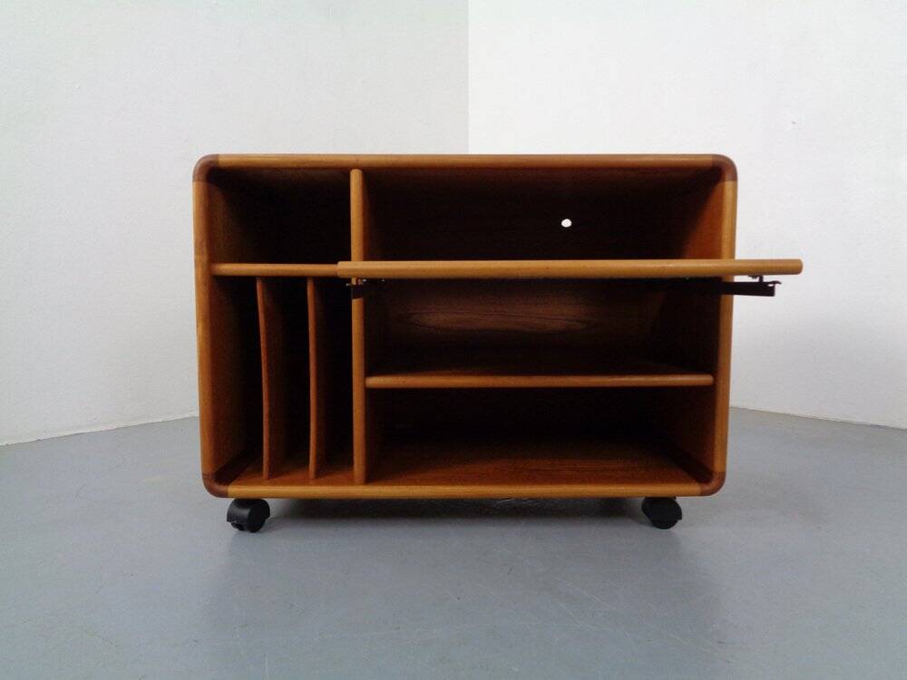 Small rollable teak media sideboard from Dyrlund, 1970s