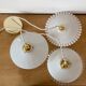 Suspension cascade three lights vintage lampshade in white opaline