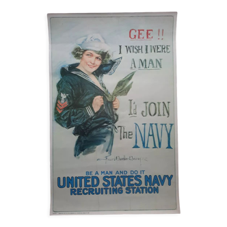 Affiche recrutement Navy années 80