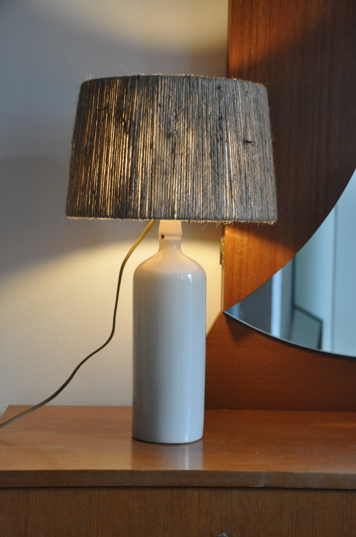 Vintage stoneware bottle lamp