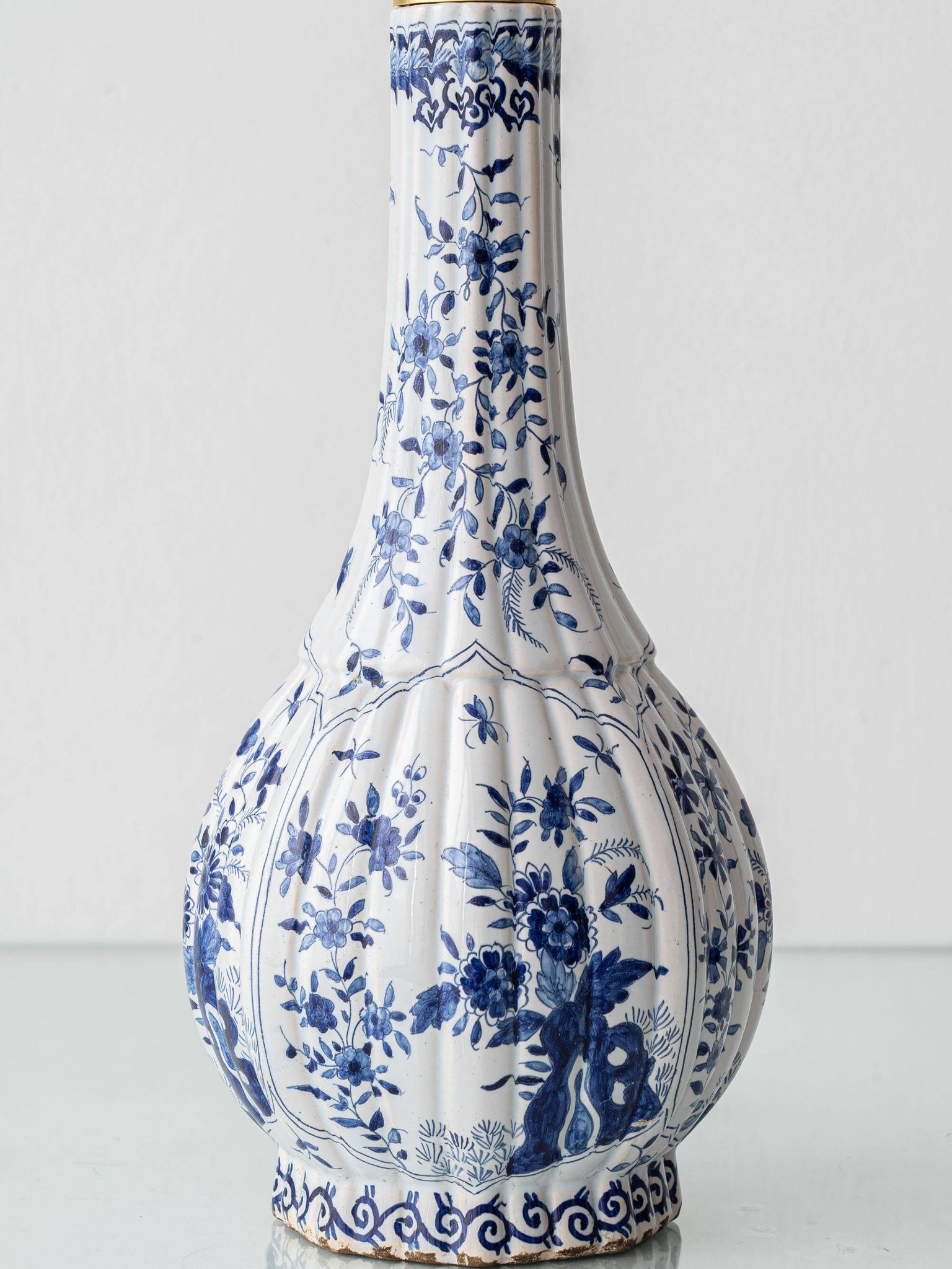 Antique Delft Style Blue and White Ceramic Table Lamp by Samson, circa 1880-1910