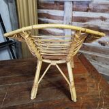 Fauteuil enfant rotin des années 70
