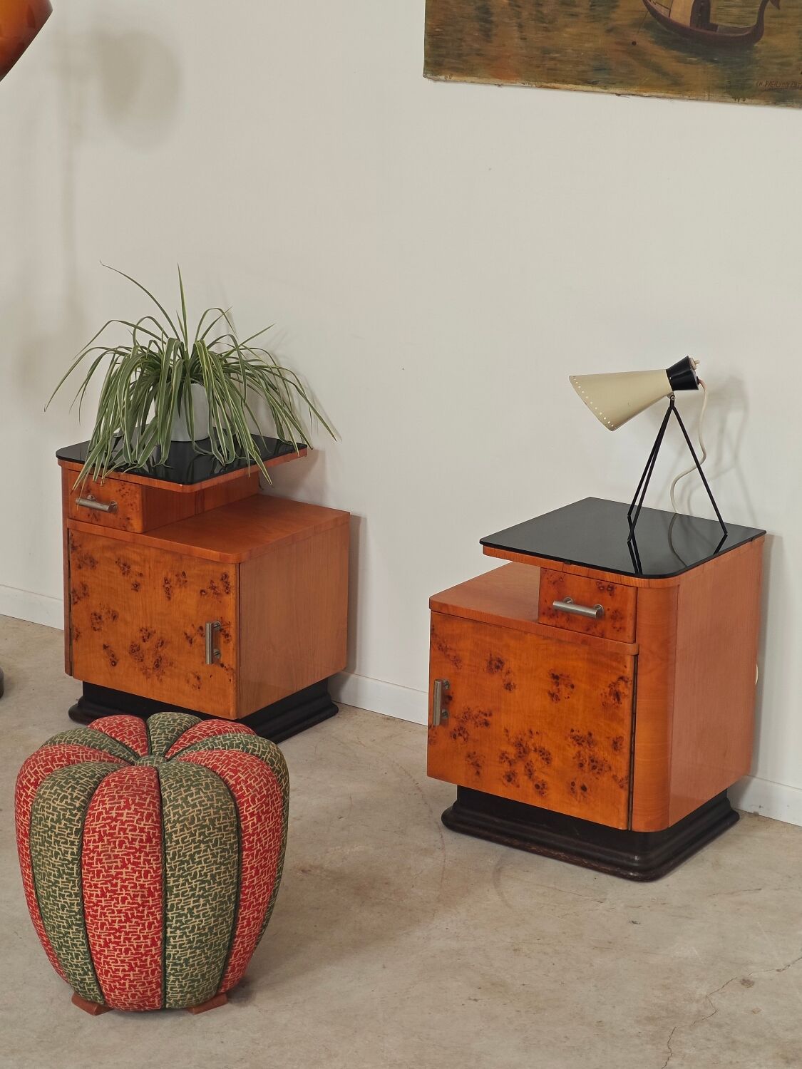 Stool, footrest, tulip pouf Jindrich Halabala Cesky Nabytek