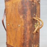 Valise jumelle malle de voyage cuir XIXe estampillée Debas Rouen
