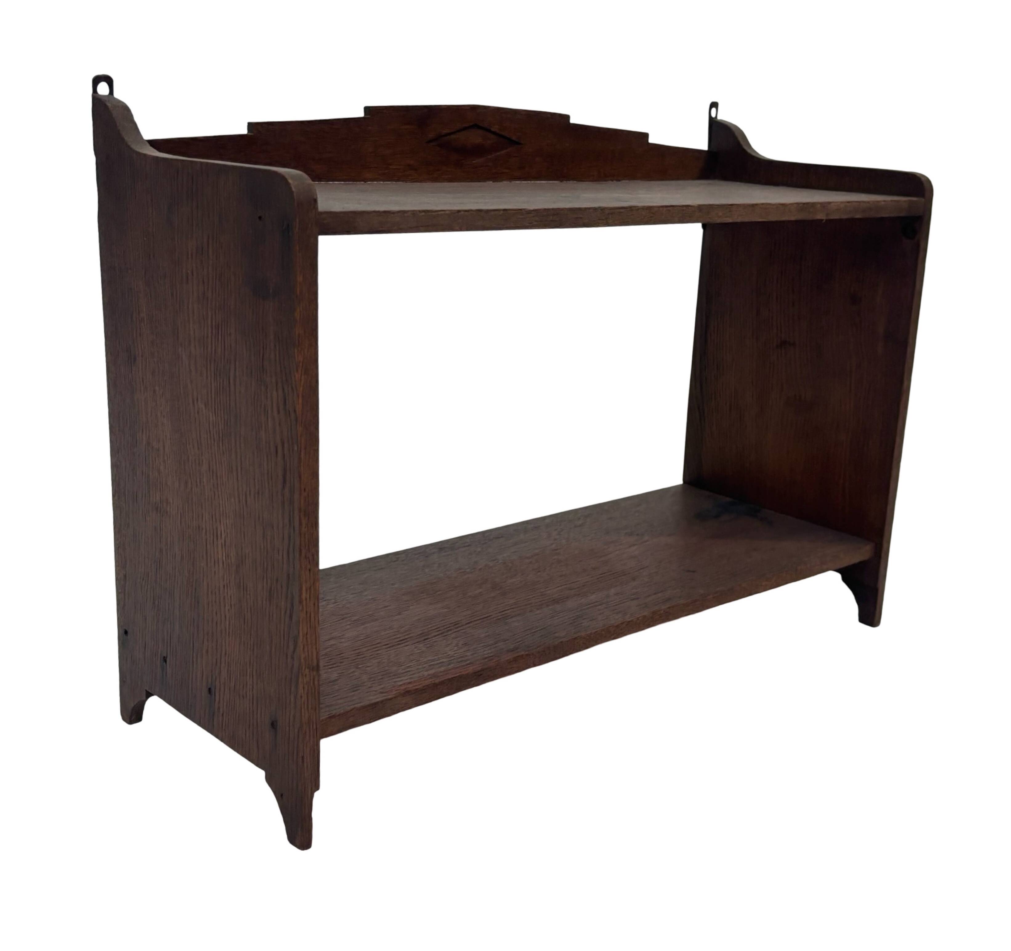 Art Deco wooden wall shelve rack bookshelf in dark wood minimalist