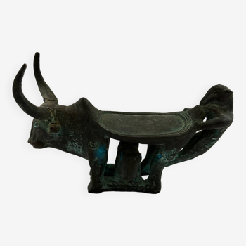 Bronze cow candle holder