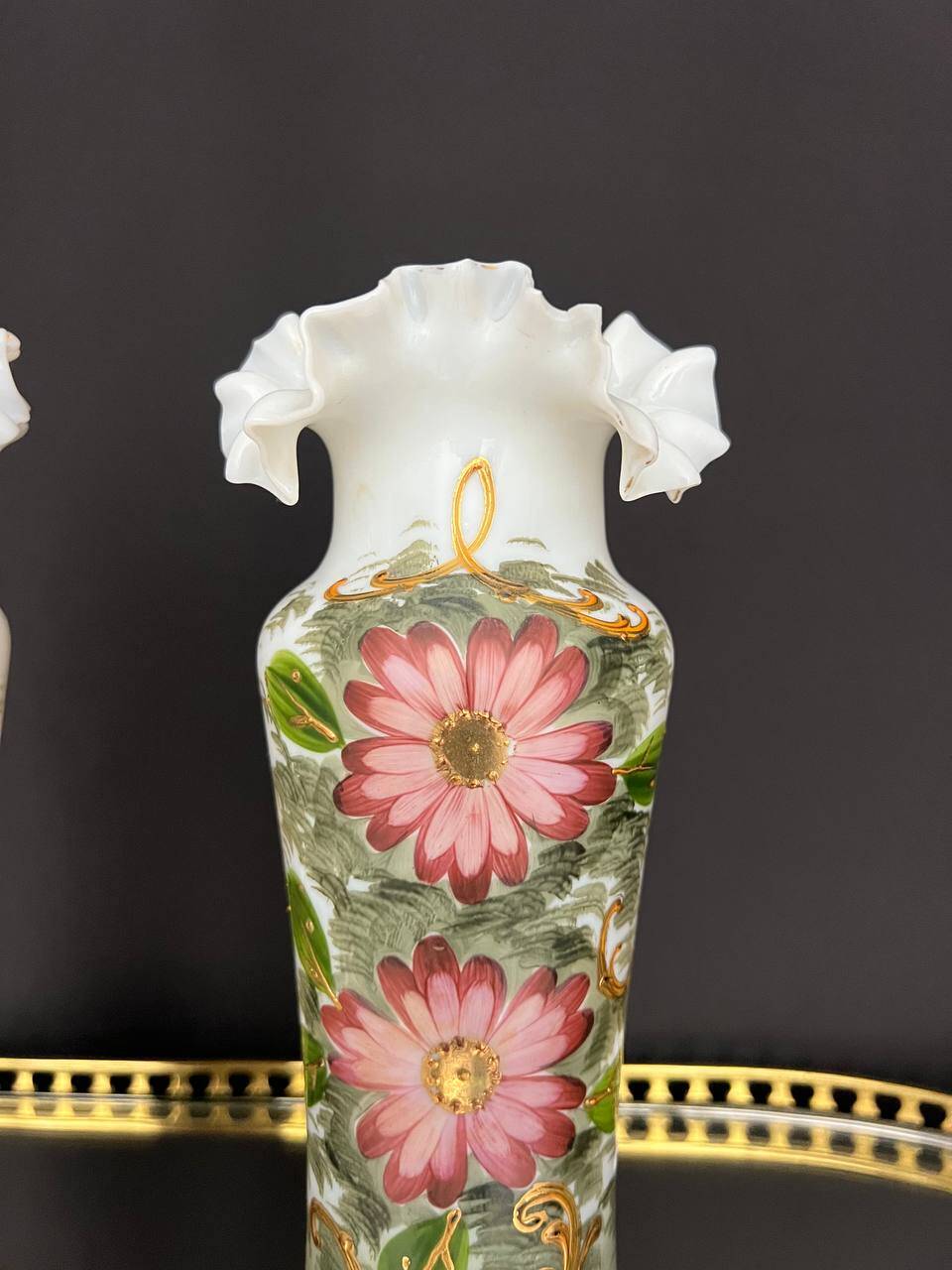 Pair of Bristol vases in painted opaline