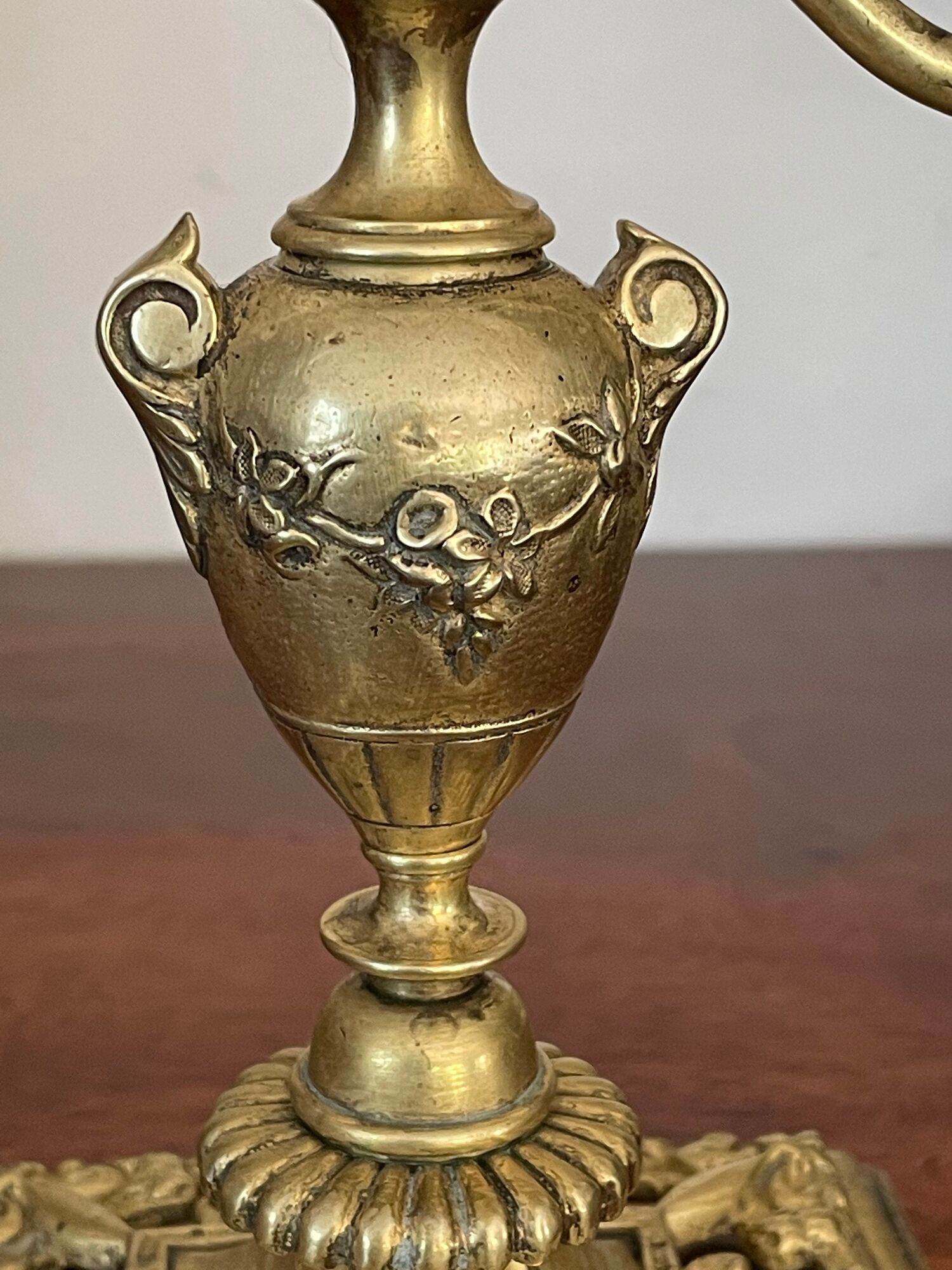Pair of twisted brass column candle holders