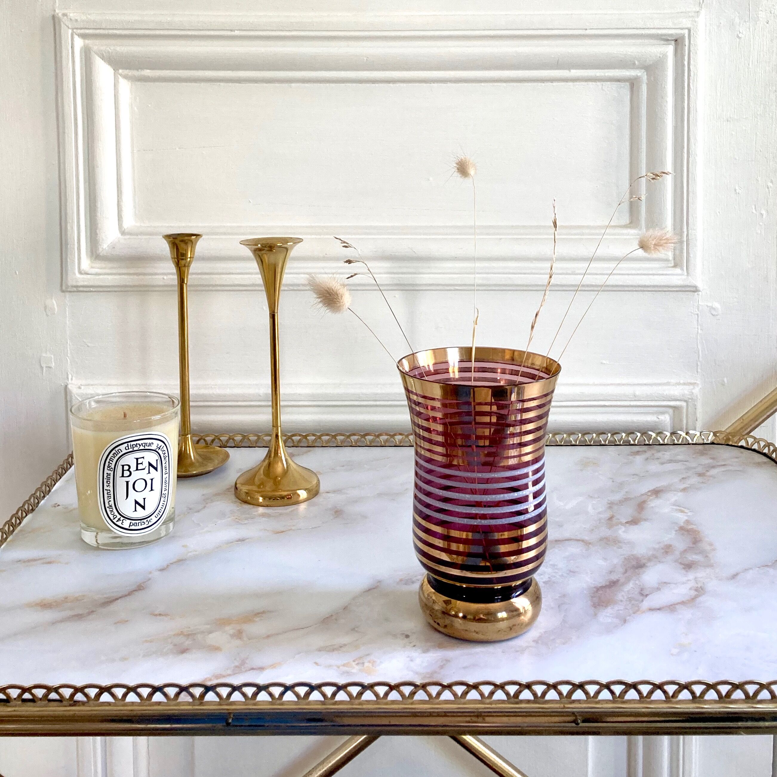 Vase Art deco decoration bayadère gold