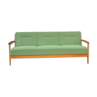 Daybed des années 60 vintage en bois et tissu