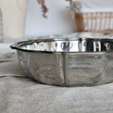 Vintage silver-plated metal salad bowl with gadrooned edge