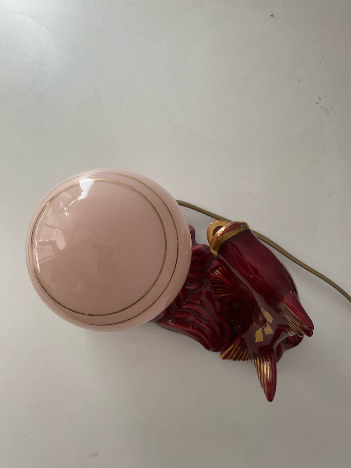 Ceramic and opaline fish lamp