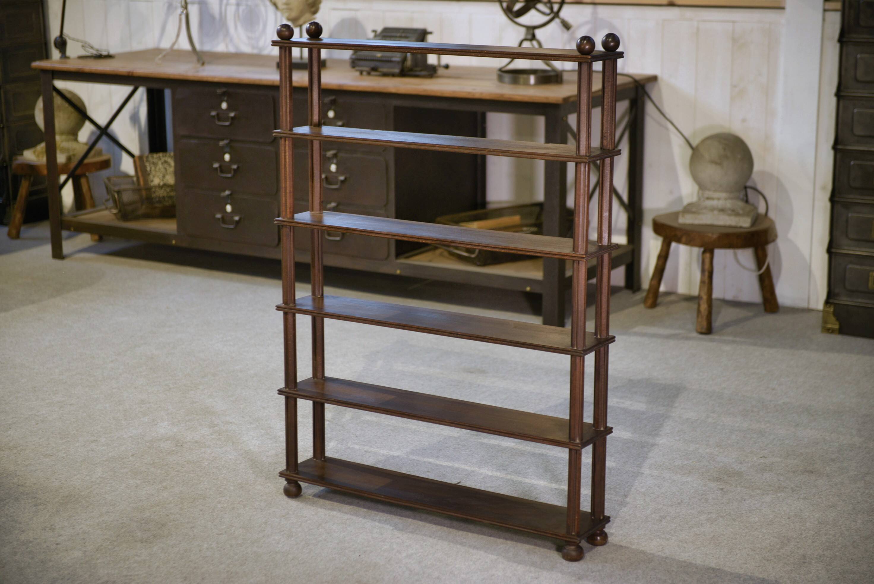 Beech shelf with ball feet, 1960s