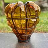 Large Murano pendant/wall/ceiling light in amber brown blown glass
