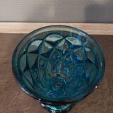 Turquoise molded glass foot glass