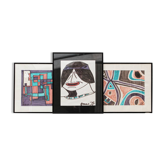 Lot de 3 dessins, art brut, Jean-Baptiste Blanpain, années 80