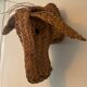 Vintage donkey head in raffia and wicker