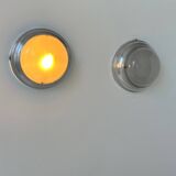Pair of vintage art deco wall lights, chrome and sandblasted glass, France 1930