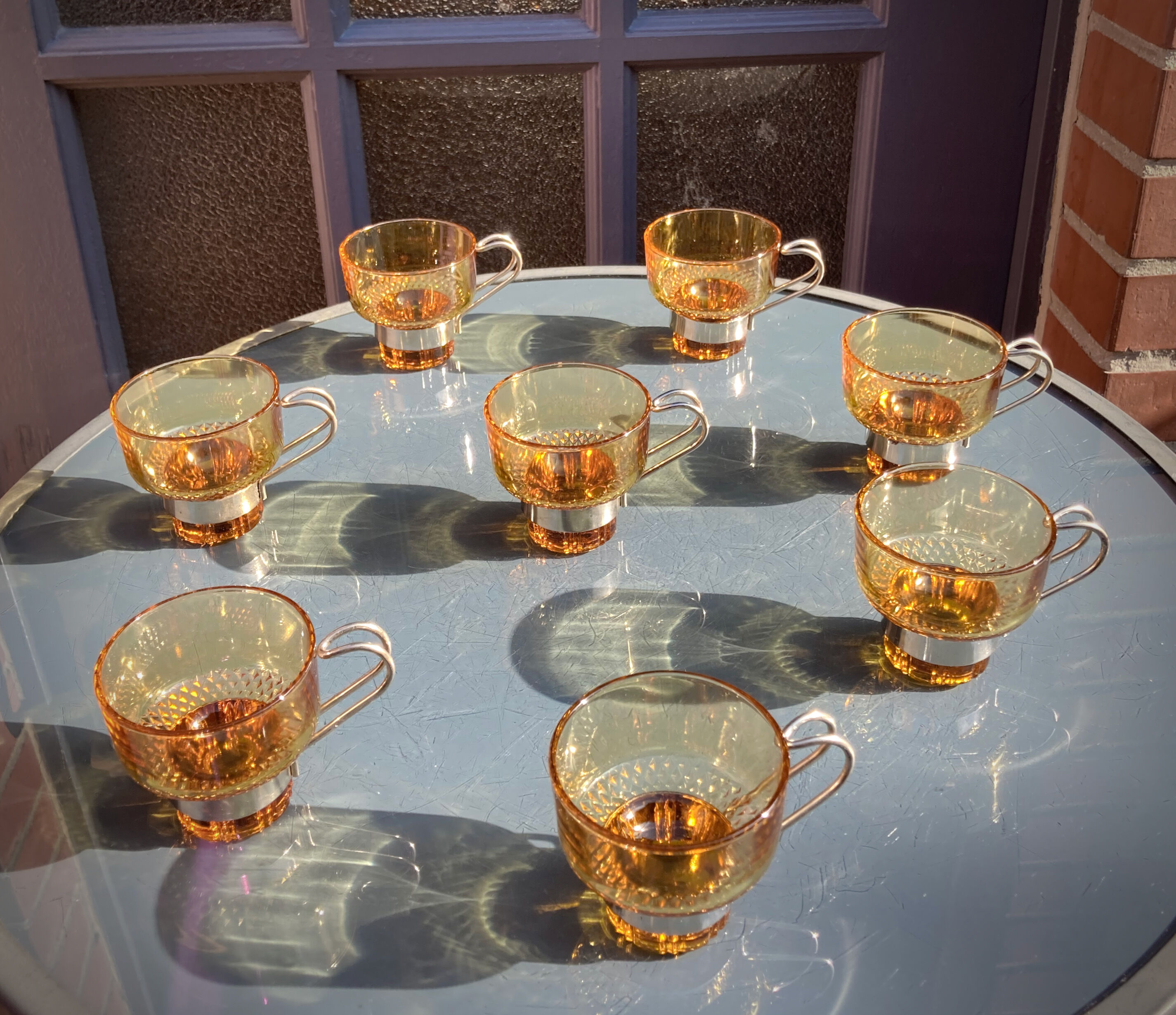 8 cups vintage steel and glass Italy