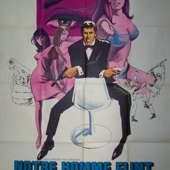 Affiche cinéma originale de 1965.Notre homme Flint,James Coburn,Chaise tulipe