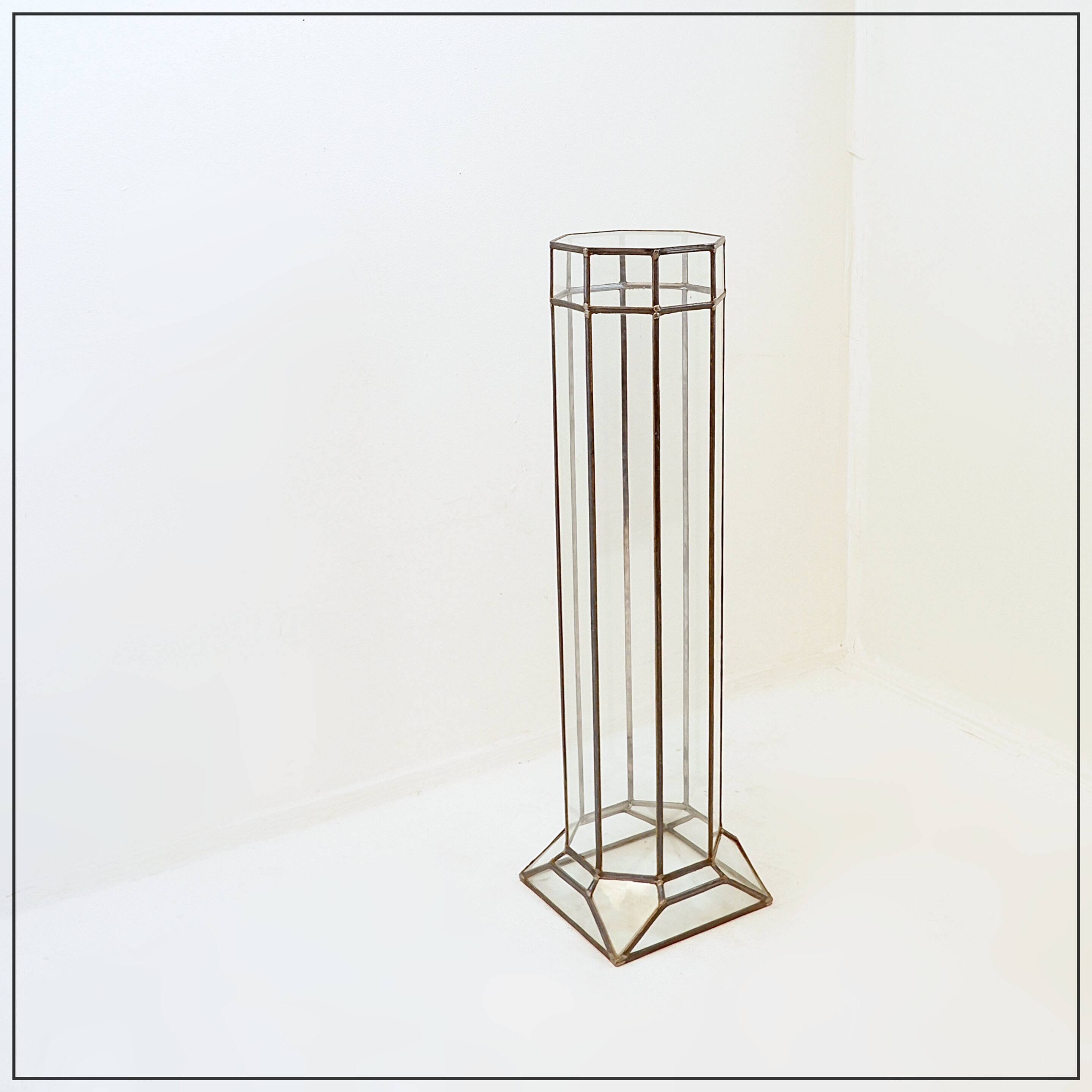 Art Deco glass and zinc pedestal column