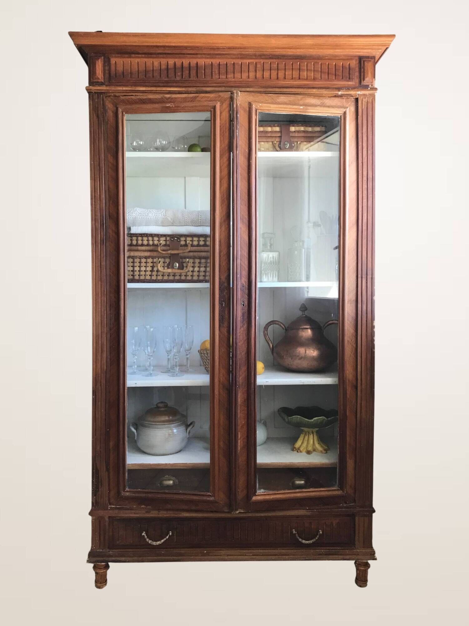 Display cabinet, dresser, antique wooden bookshelf.